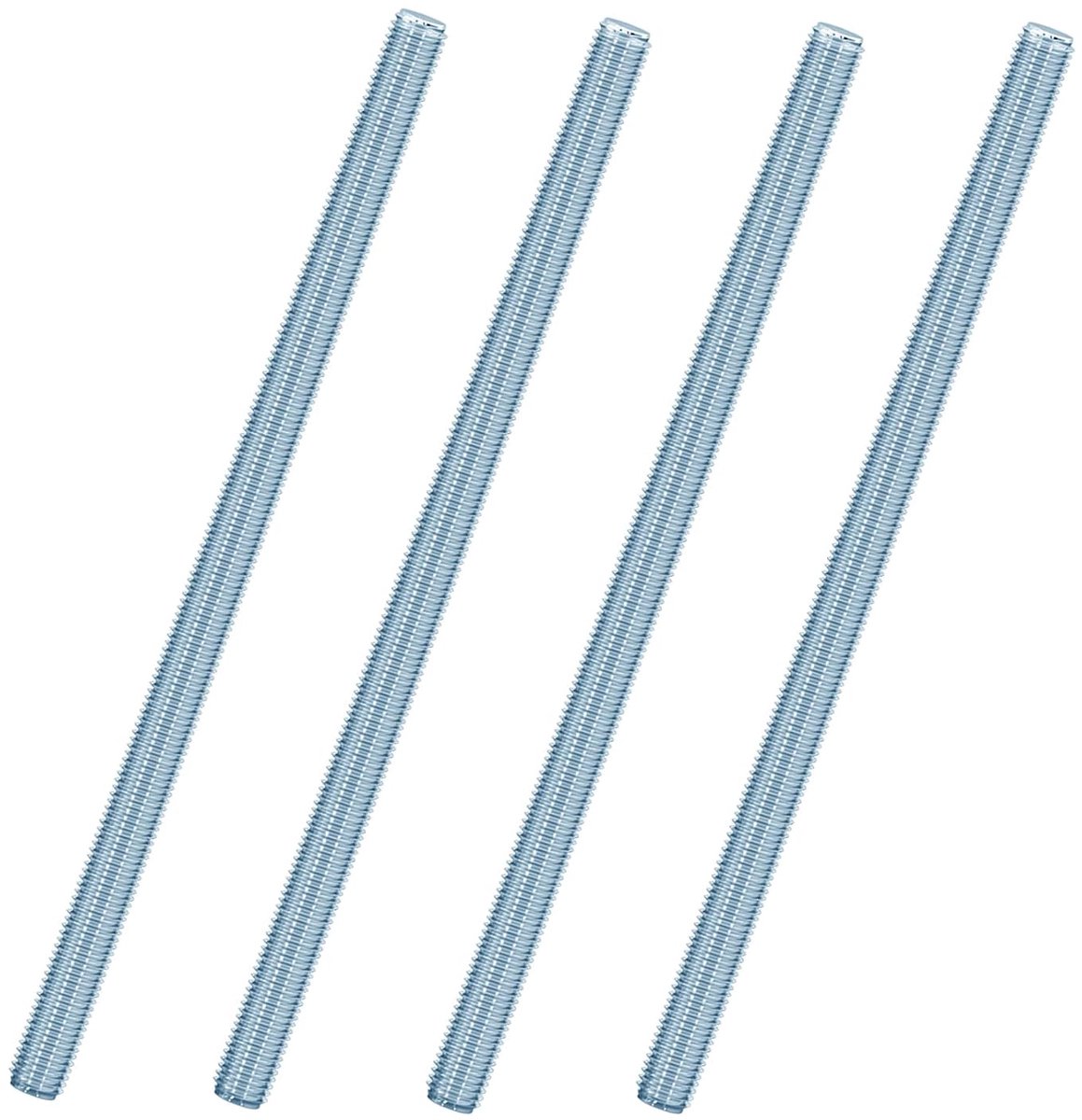Pack of 4 threaded rods M8 stainless steel, threaded rods M8 x 300 mm, DIN 976 threaded pins galvanised steel - ShopVlot