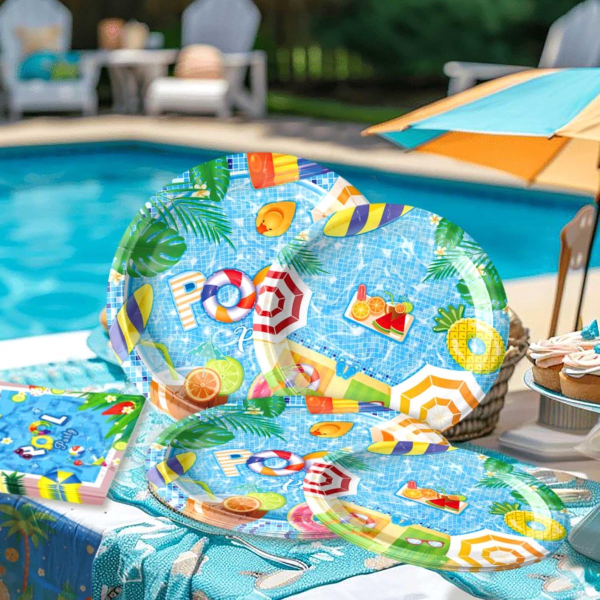 Swimming pool party plate summer party decoration pool party table cloth pool decoration swimming pool decoration - ShopVlot