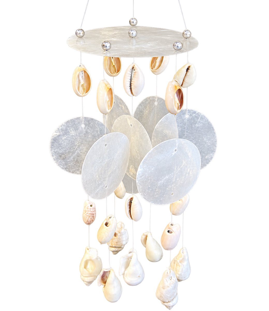 Decoris - kleine windgong - schelpenhanger - Lengte 35 cm - incl. ophangring