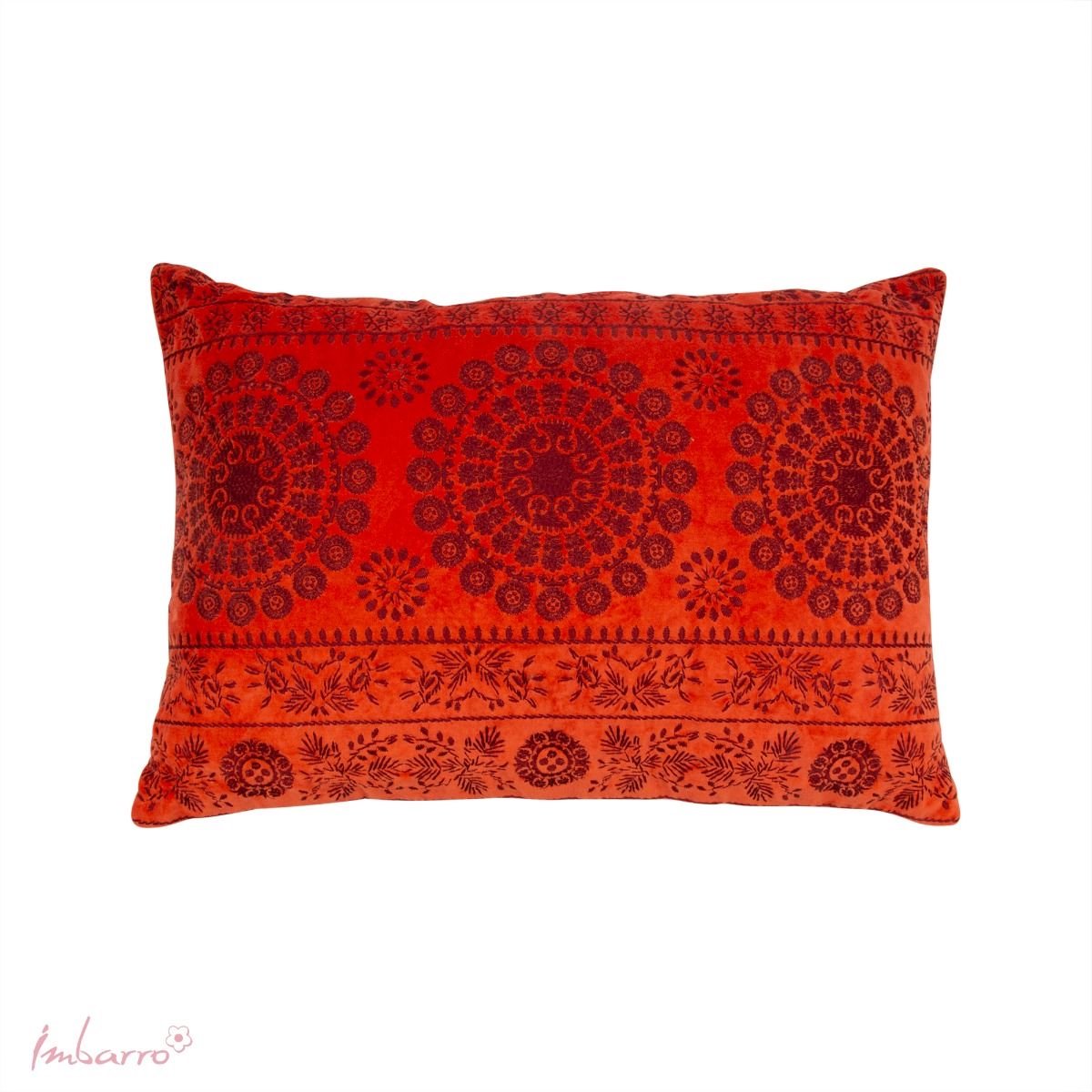 Imbarro Home & Fashion Imbarro - Sierkussen - Nobile Orange/Darkred - Velours - 40 x 60 cm - Jaren 70 Vibe Oranje
