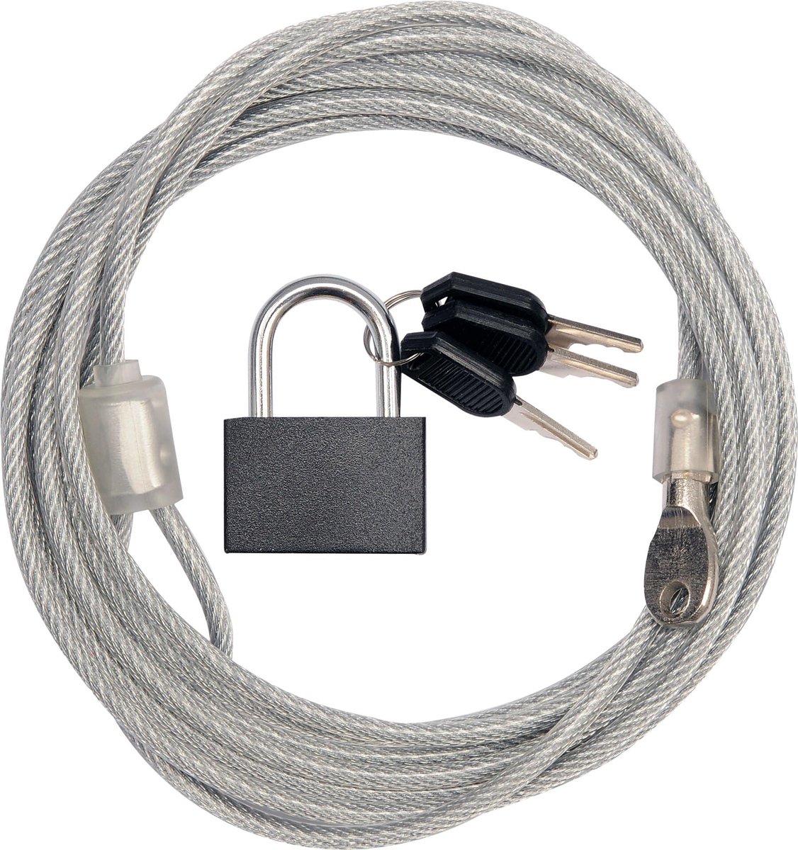 Stalen kabel met slot ommanteld 3 m x Ø 4 mm - ShopVlot