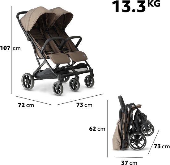Deryan Rolo X2 XL Duo Buggy - 2 persoons - Compact & Licht - Hazel van Deryan — afbeelding 4