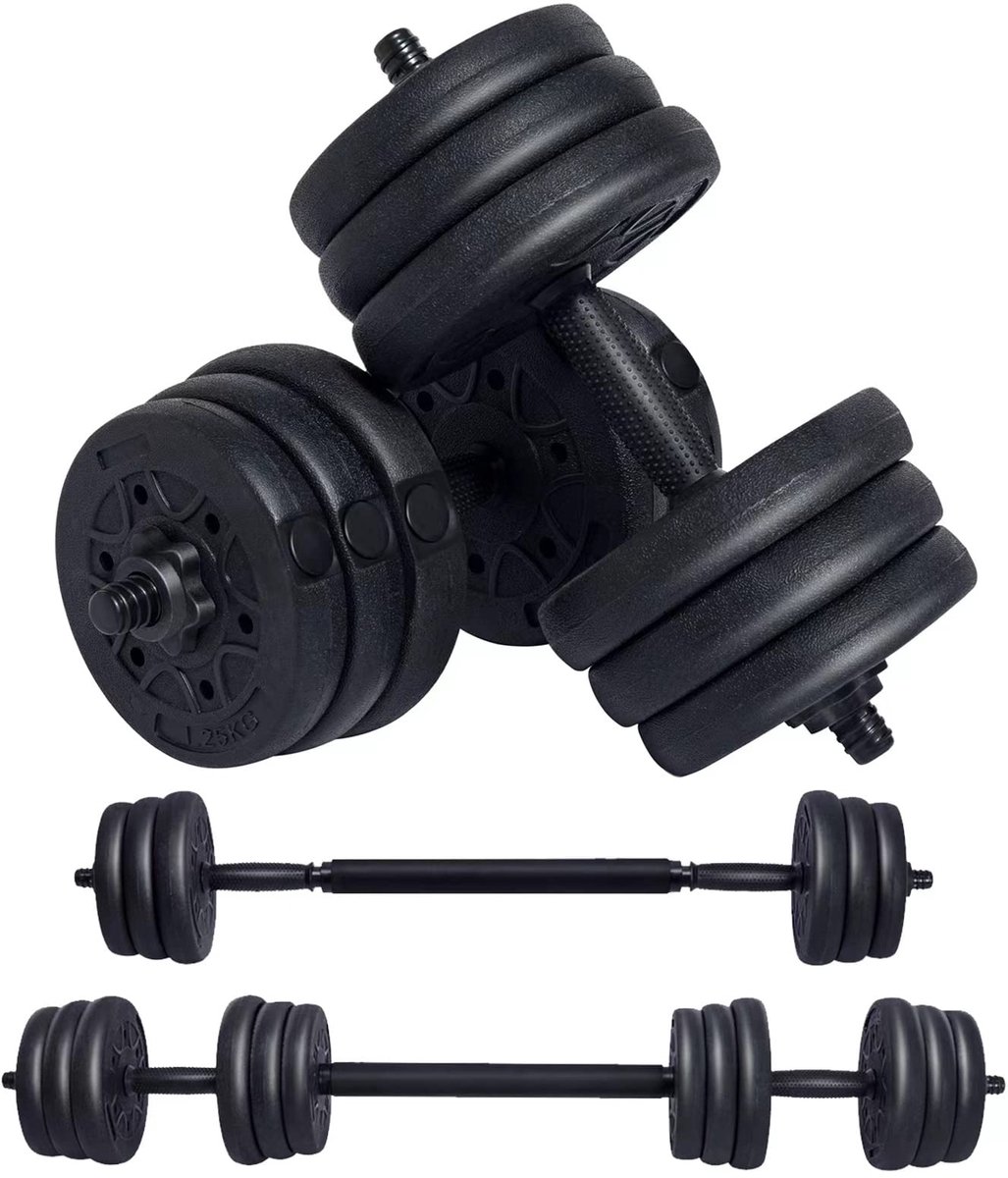 Wemk Verstelbare halter, 2-in-1 Halters, 20 kg, met verlengstang, voor training, heren, fitnessstudio, krachttraining - ShopVlot