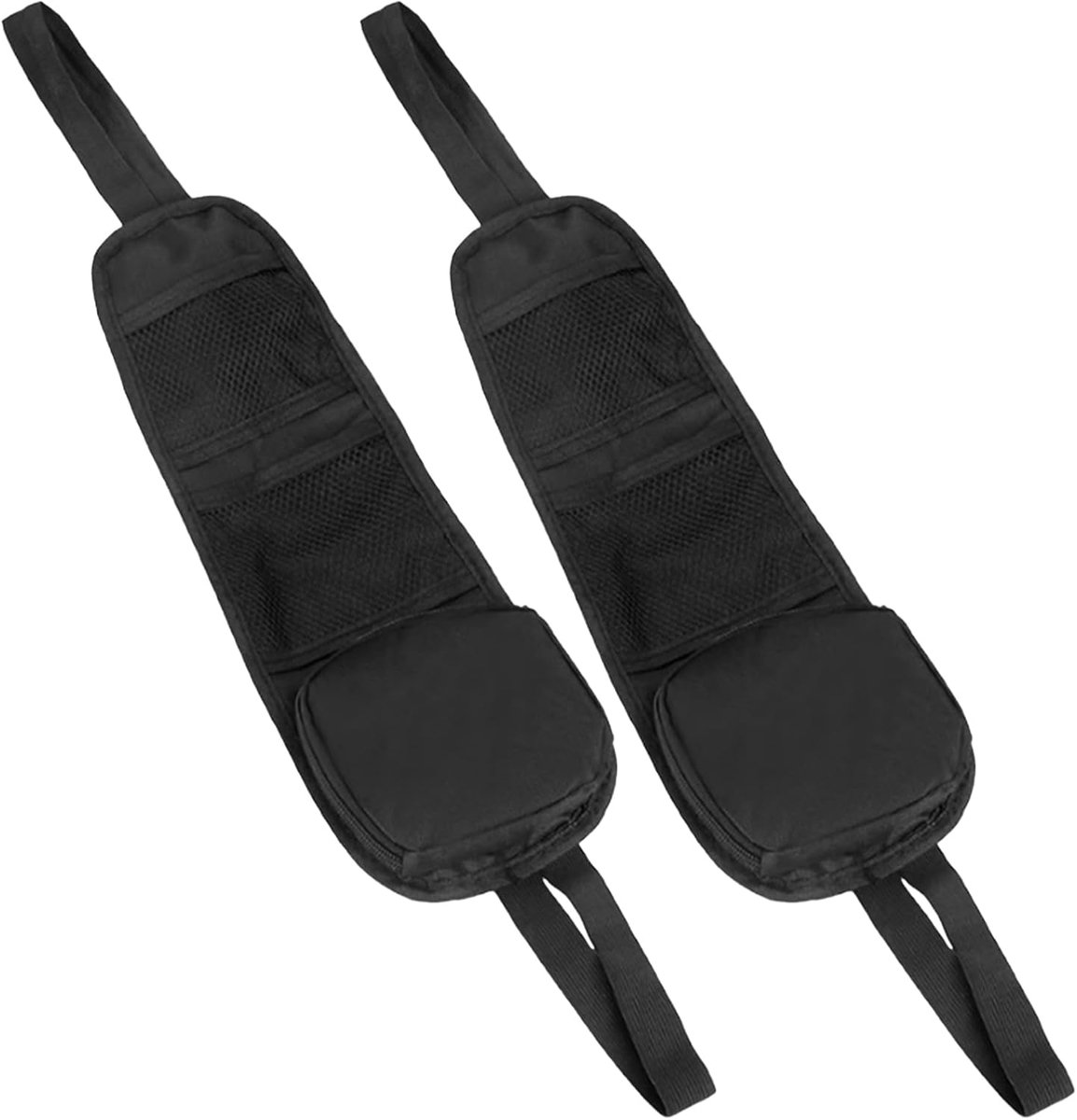 2 stuks auto-organizer, opvouwbare auto-opbergtas, netvakken, autostoel, zijorganizer, autostoel, ophangtas met meerdere vakken voor vrachtwagen, bestelwagen, SUV, zwart