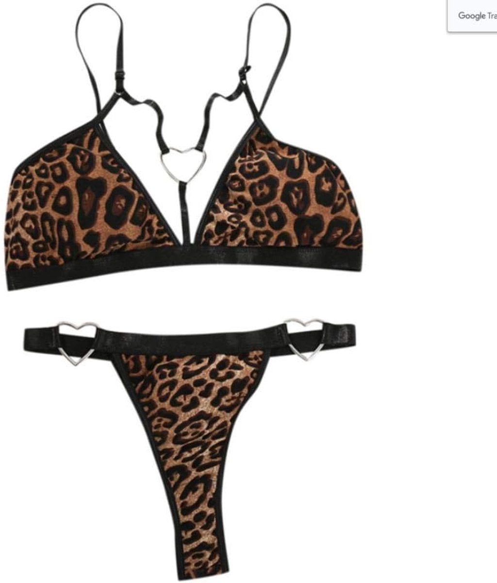 Babydolls, nachtjaponnen & negligés Sexy Vrouwen Luipaard Hart Ring Sexy Lingerie Kanten Beha Ondergoed Thong Verleiding Erotische Porno Dames Set