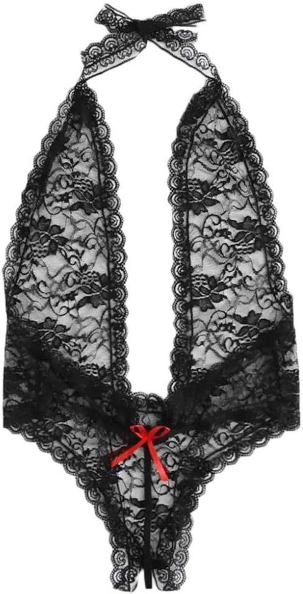 Lingeriesets dames Sexy vrouwelijke lingerie diepe v backless outfits doorzichtige kanten borduurjurken set