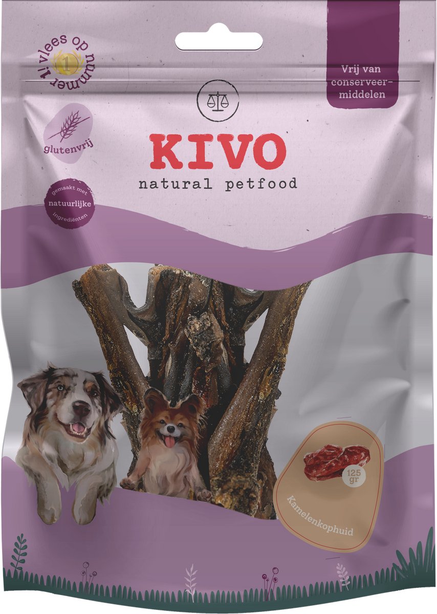 Kivo Petfood Hondensnack Kamelenkophuid 2 zakken x 125 gram - Graanvrij en Glutenvrij