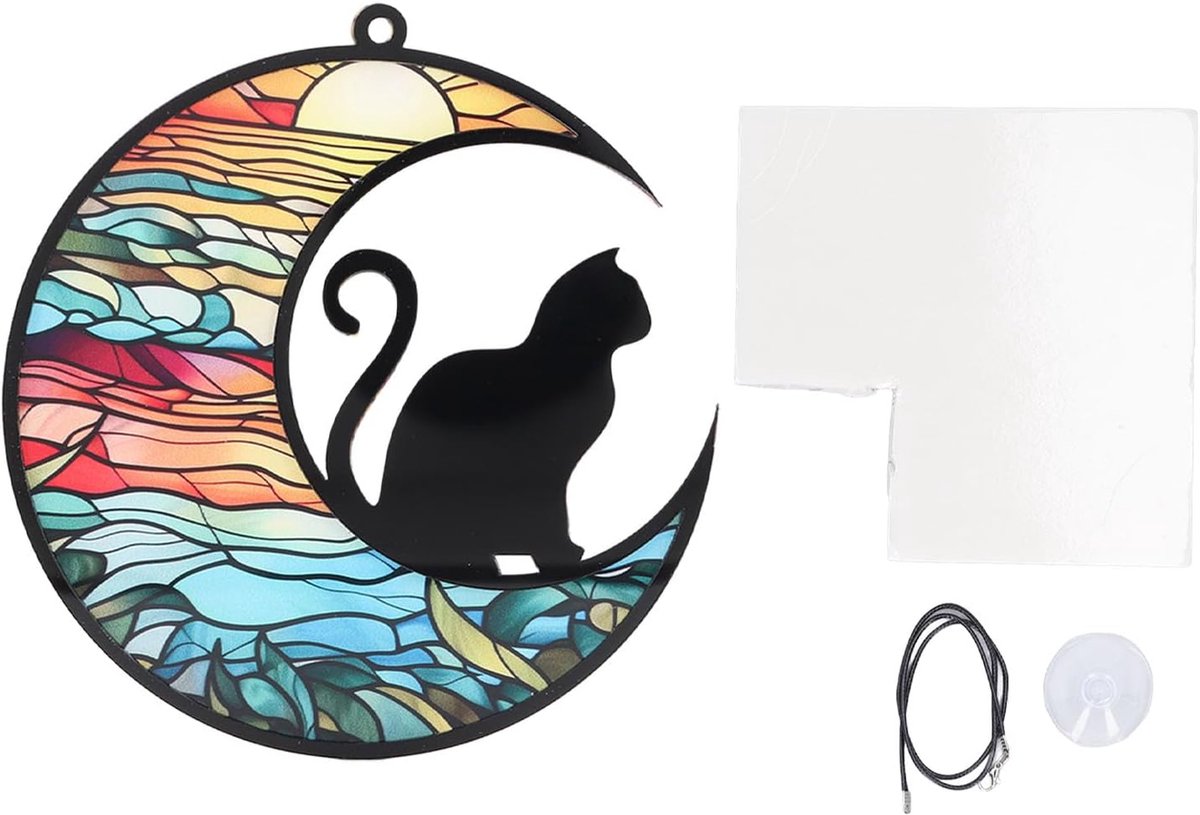 Glas Cat Memorial Suncatcher UV-gedrukte Acryl Hangende Ornamenten voor Verlies van Kat met Levendige Reflecties Kleurrijk Ornament (TYU404)