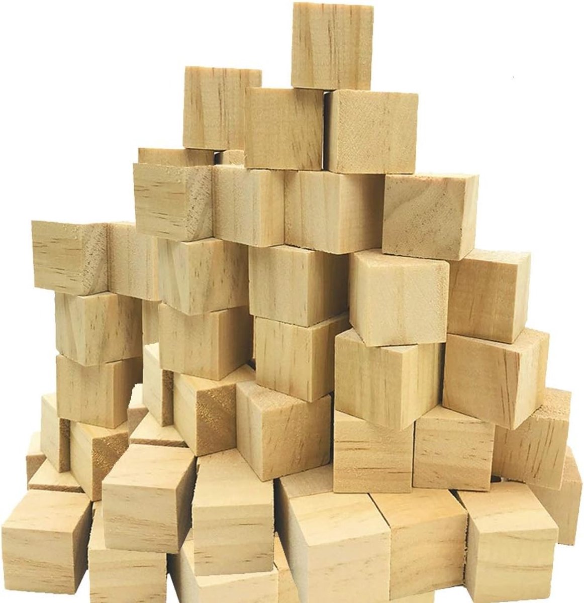 Houten Blokjes-2.5x2.5x2.5cm Houten Kubussen - Natuurlijke Onafgewerkte Blokken-Educatieve Ambachtelijke Kubussen voor DIY,Postzegels,Kunst & Ambachten Schilderen,Puzzels,Cijfers-80pak