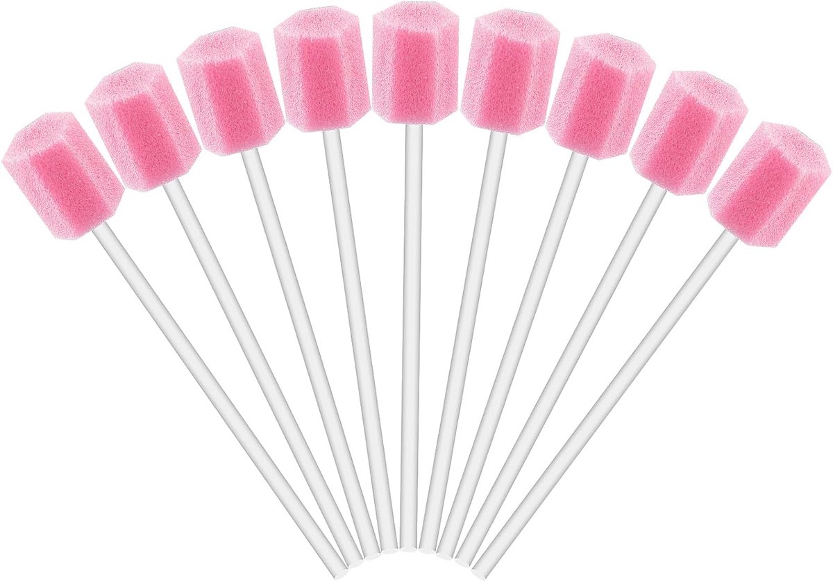 100 stuks monddoekjes, mondwattenstaafjes spons voor verzorging aan het einde van het leven, mondverzorgingssponsstaafje, wattenstaafje voor mondreiniging, mondreinigingssponsje,