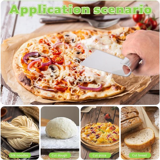 Roestvrij staal 304, deegspatel, deegkaart schraper keukenschraper, deegsnijder deegschraper roestvrij staal 304, kookschep voor cake, pizza deeg keukengadgets accessoires keukenhulp — afbeelding 3