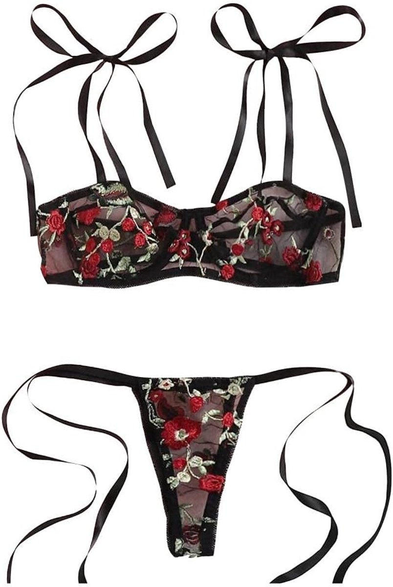 Dameskostuums sexy lingerie vrouwen beha string kostuum borduurwerk bandage kleding