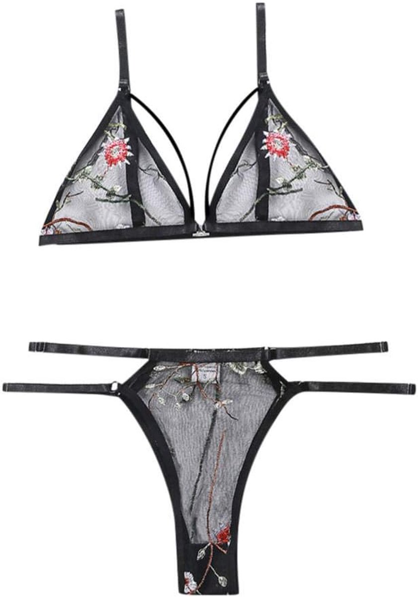 Lingerie & ondergoed 2 ST Vrouwen Sexy Lingerie Nachtkleding Erotische Borduren Kanten Beha Ondergoed Thong Verleiding Sex Lingerie Set