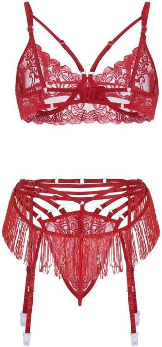 Kleding Vrouwen Hollow Out Ondergoed Sexy Lingerie Verleiding Porno Kant Nachtkleding Transparante Beha G-string Kousenband Kostuum