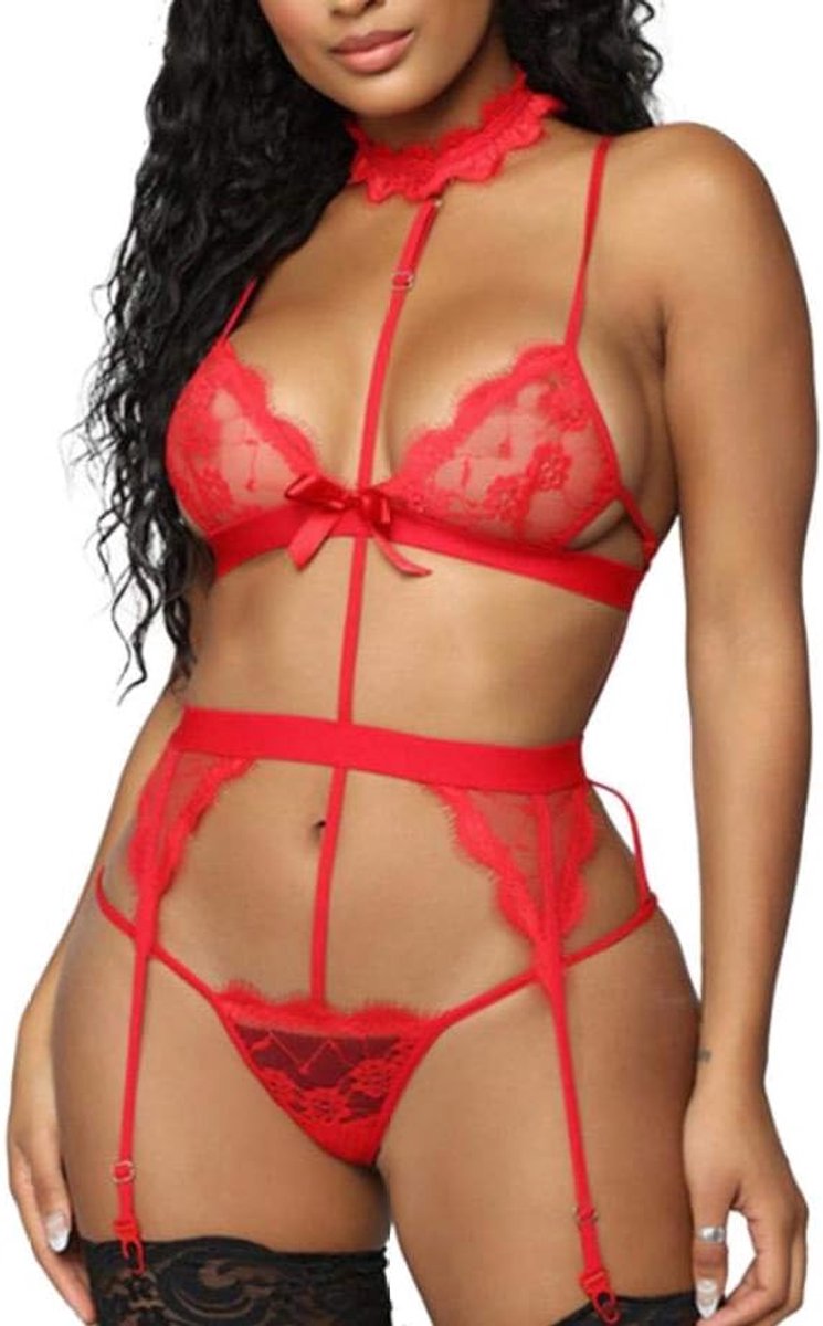 Sexy dames erotische lingerie Dames Sexy Lingerie Borduren Kanten Beha Erotische Ondergoed Porno Kousenband String Verleiding Sex Vrouwen Nachtkleding