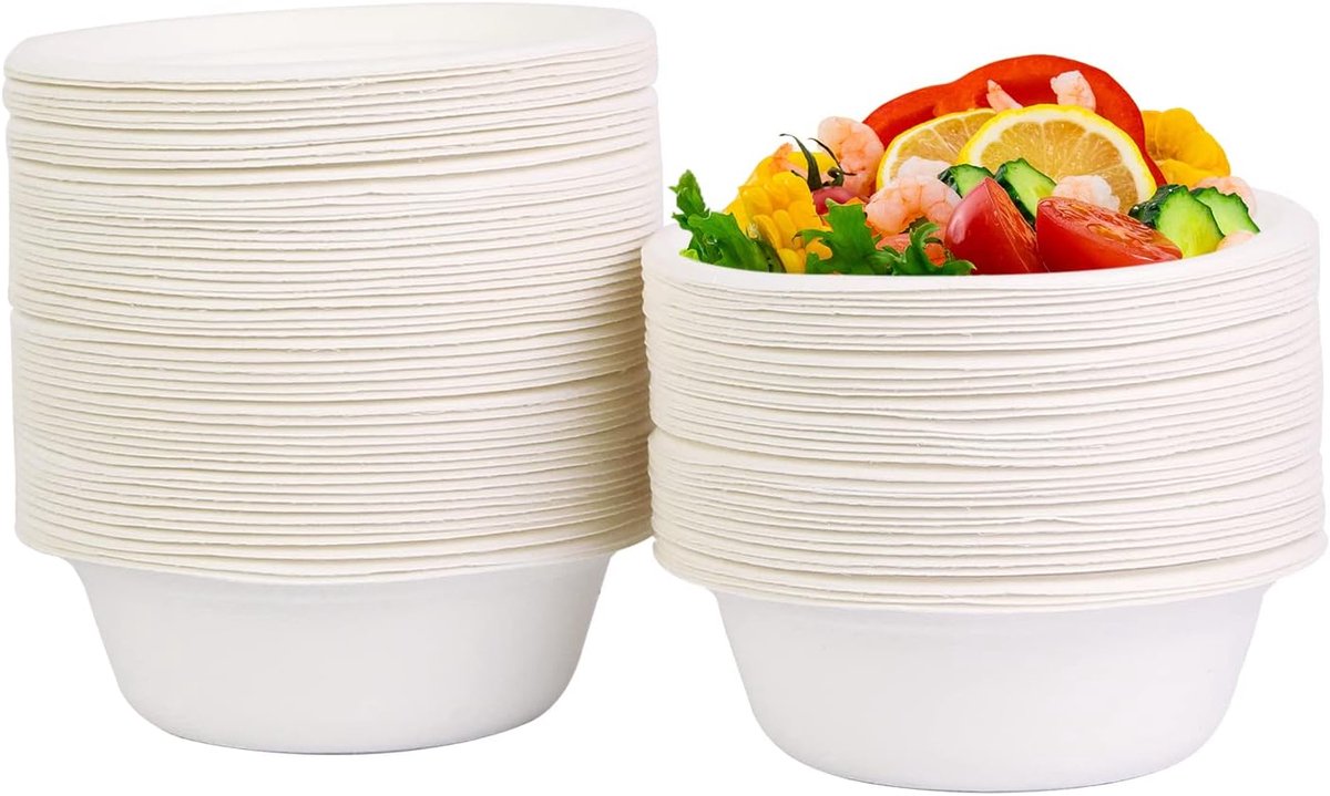 Soepkommen, 350 ml, wegwerpkommen, kommen, 120 stuks suikerriet, bagasse, wegwerpkommen, soepkommen, soepborden, en composteerbaar