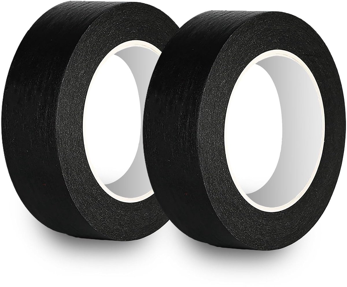 Schilderstape 2 rollen zwart afplakband 30 mm x 50 m universeel licht afneembaar plakband voor het schilderen, lakken, renoveren