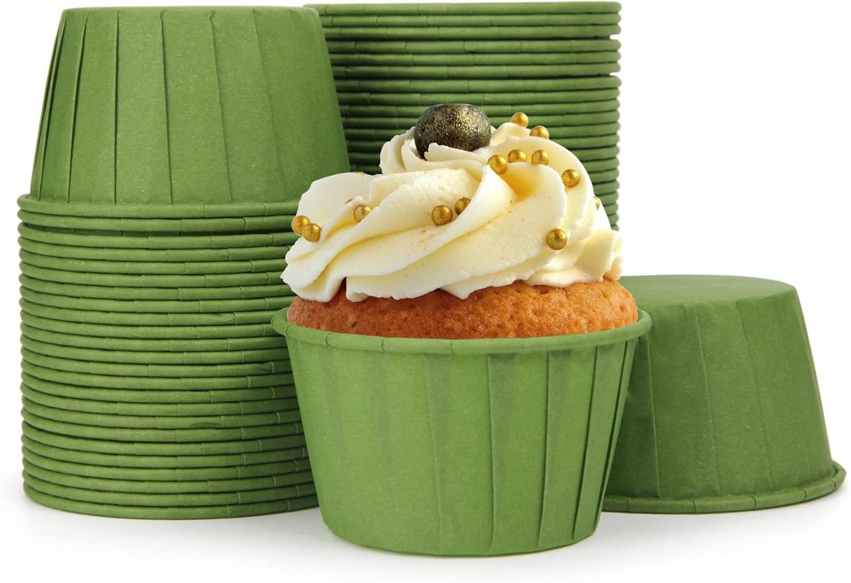 50 Stuks Cupcake Vormen voor Bakken Vetvrij Papier Muffin Vormen Cupcake Bakvormen voor Verjaardag, Baby Shower, Kerstmis (Groen)