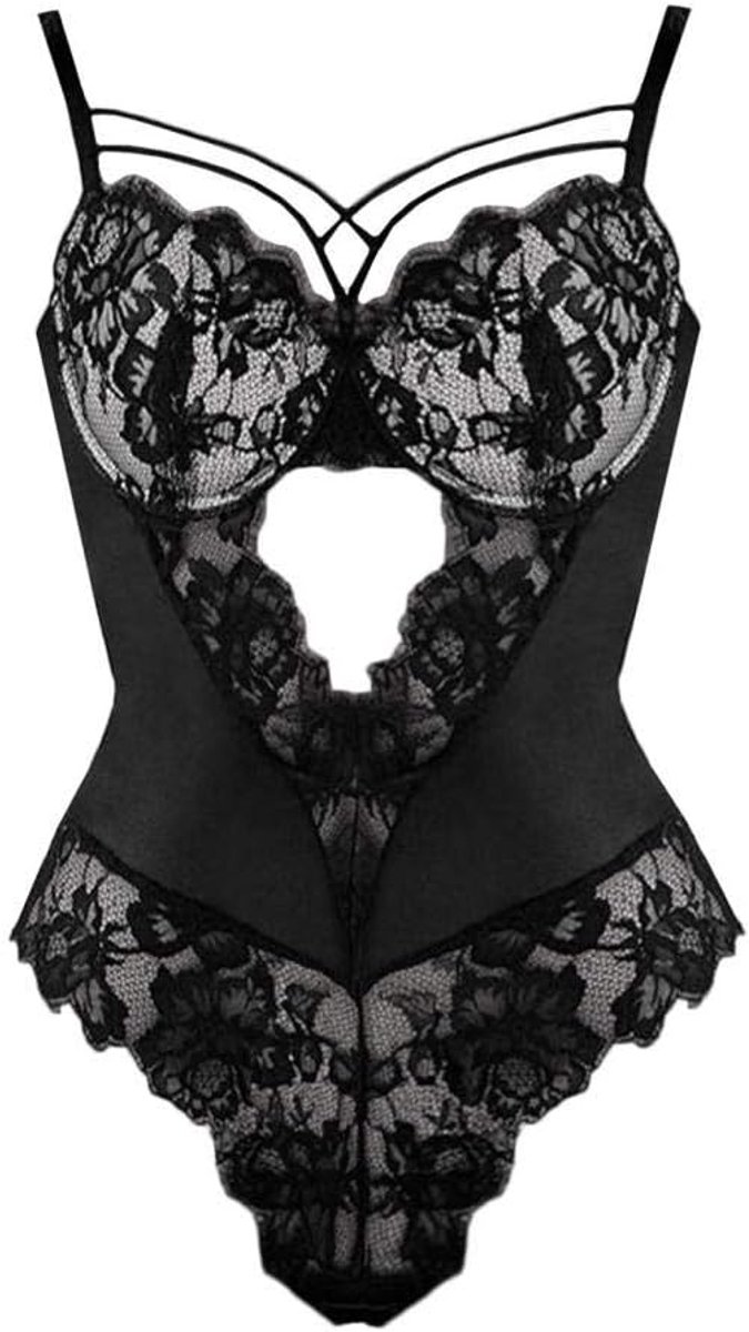 Lingeriesets dames Vrouwen pure kanten lingerie gaas bandage ondergoed set-Negro_XL