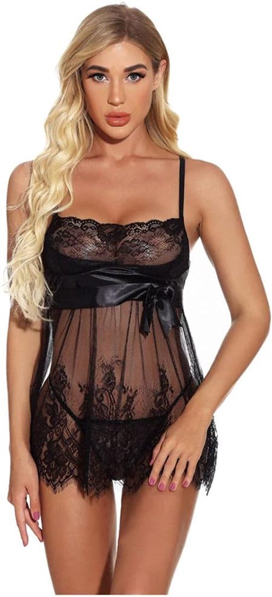 Dameskostuums Sexy Lingerie Mesh Ondergoed Jurk Transparante Halter Lingerie Kostuums