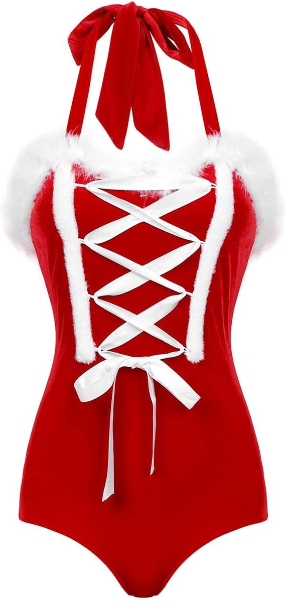 Lingeriesets dames Dames Cosplay Kostuum Kanten Jumpsuit Sexy Mouwloze Jumpsuit Lingerie Bodysuit Nachtkleding-Red_L