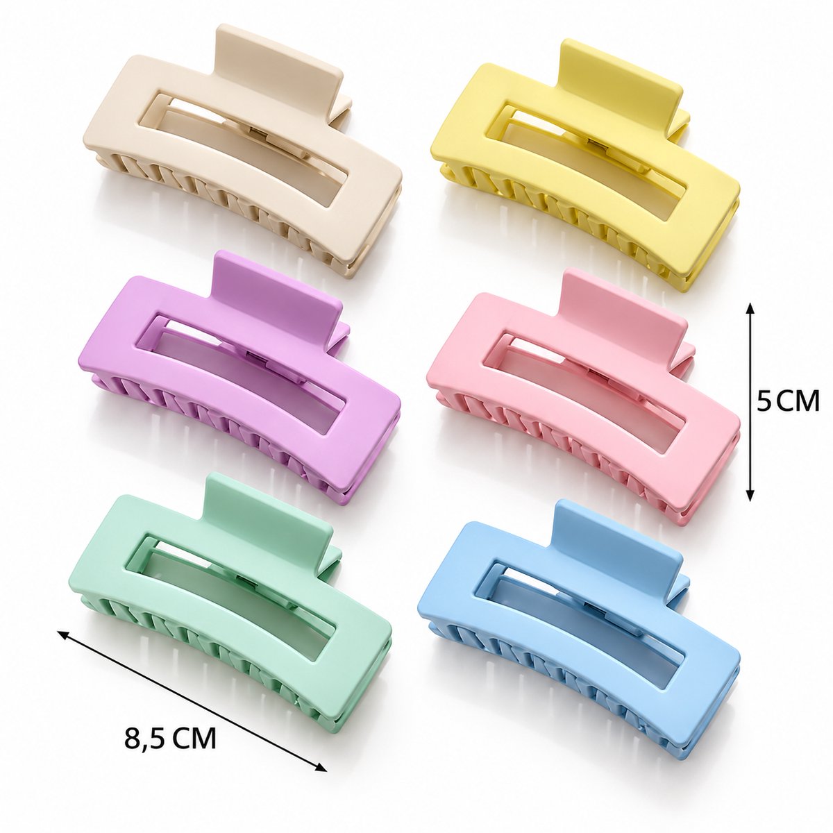 Vavida - Haarklemmen - 6 stuks - Pastel - Pasteltinten - 8,5 cm - Stevig - Anti-slip