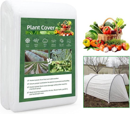 Wintervlies voor planten, 2 x 5 m, tuinvlies, vorstbeschermingsdoek voor planten en culturen, winterbescherming voor planten buiten, vorstbestendig, ongediertewerend, ademende tuinvliesstof