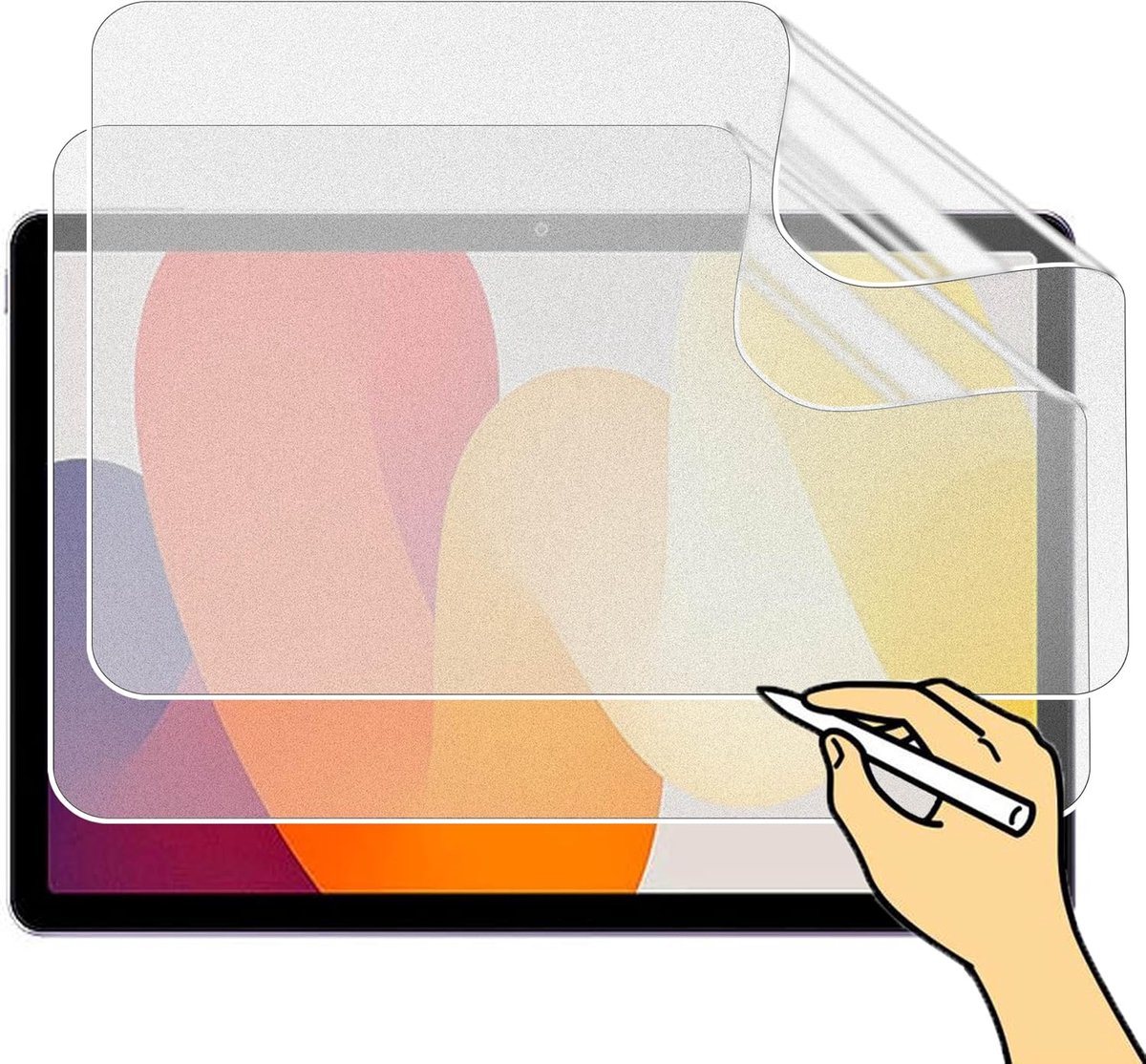 Papier voor Xiaomi Redmi Pad SE 11 inch, 2 stuks, matte PET-folie, compatibel met pen, anti-vingerafdruk