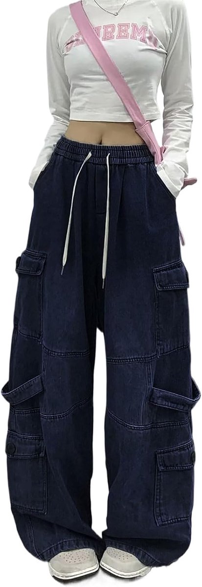 Jeans dames denim cargo brede joggingbroek heren Y2K parachutebroek met zakken