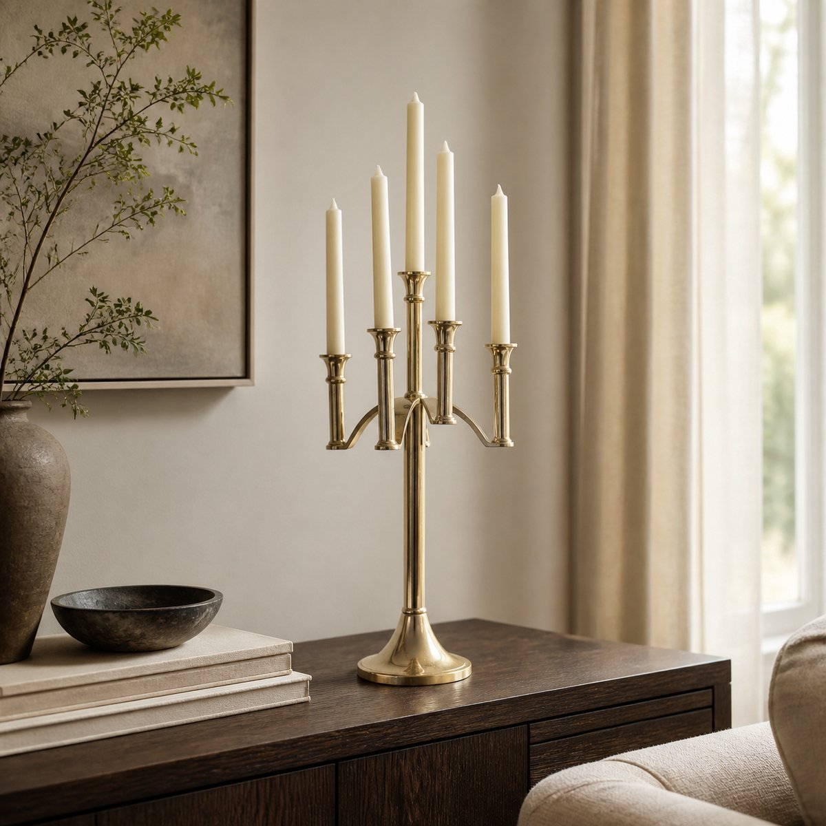Hoppa! Kandelaar - 5-Lichts - Goud - 20 x 20 x 61 (B x D x H)