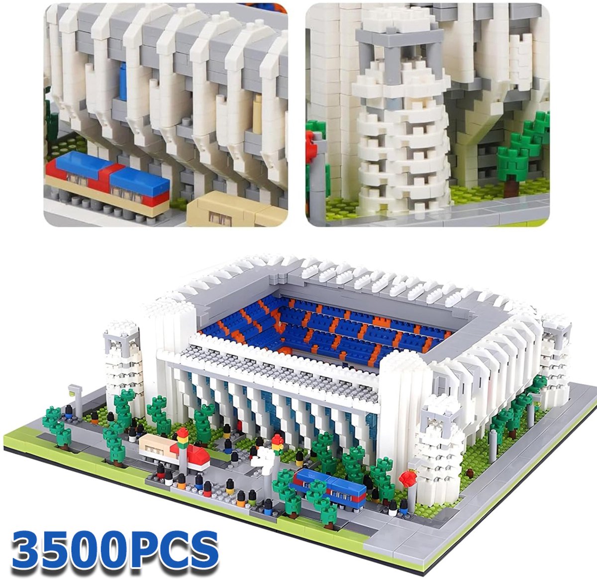 Voetbalstadion Bouwset met 3500 Onderdelen - Gedetailleerd Stadionmodel voor Voetbalfans Verzamelaars - Micro Bouwstenen - Perfect Kerstcadeau Sinterklaascadeau - Exclusieve Geschenkverpakking
