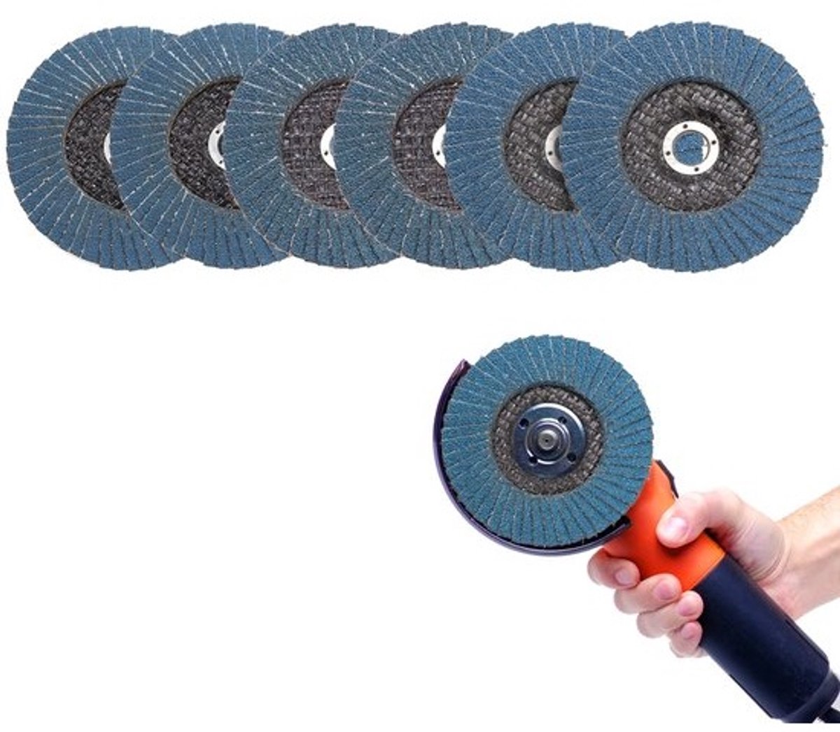 Lamellenschijven Ø 75 mm - Set van 6 - Voor Metaal, Staal & Hout - Diverse Korrelgroottes 60/80/120