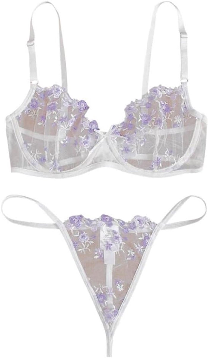 Sexy Lingerie Set G-Strings Borduurwerk Dames Ondergoed Doorzichtige Sets
