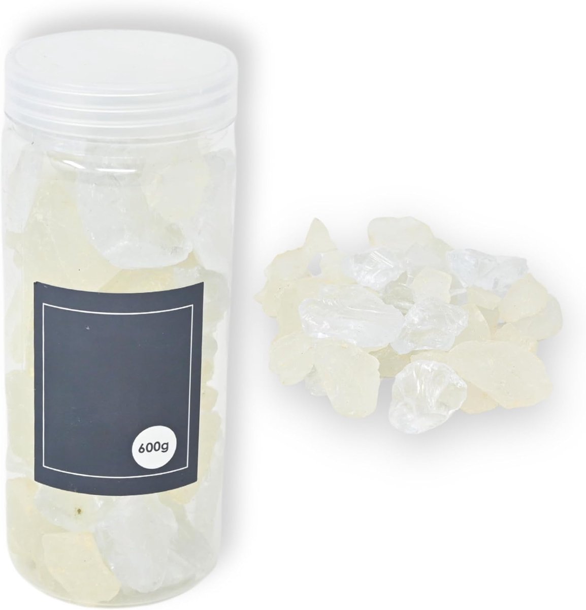 600 g kwarts stenen wit als decoratie - glazen stenen helder voor vazen, kaarsen, tafeldecoratie en mini-vijver - decoratieve stenen transparant als siergrind decoratief granulaat