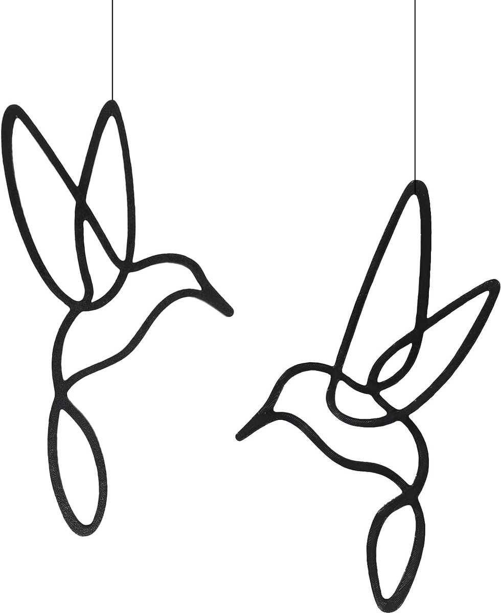 2 stuks raamdecoratie hangend, lineaire vogels, raamdecoratie, moderne lentedecoratie voor woonkamer, binnen, balkon en tuin, minimalistisch design, hangdecoratie