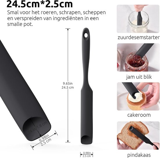Jar Spatula, Voedselveilig Kleine Siliconen Spatel (Zwart) — afbeelding 2