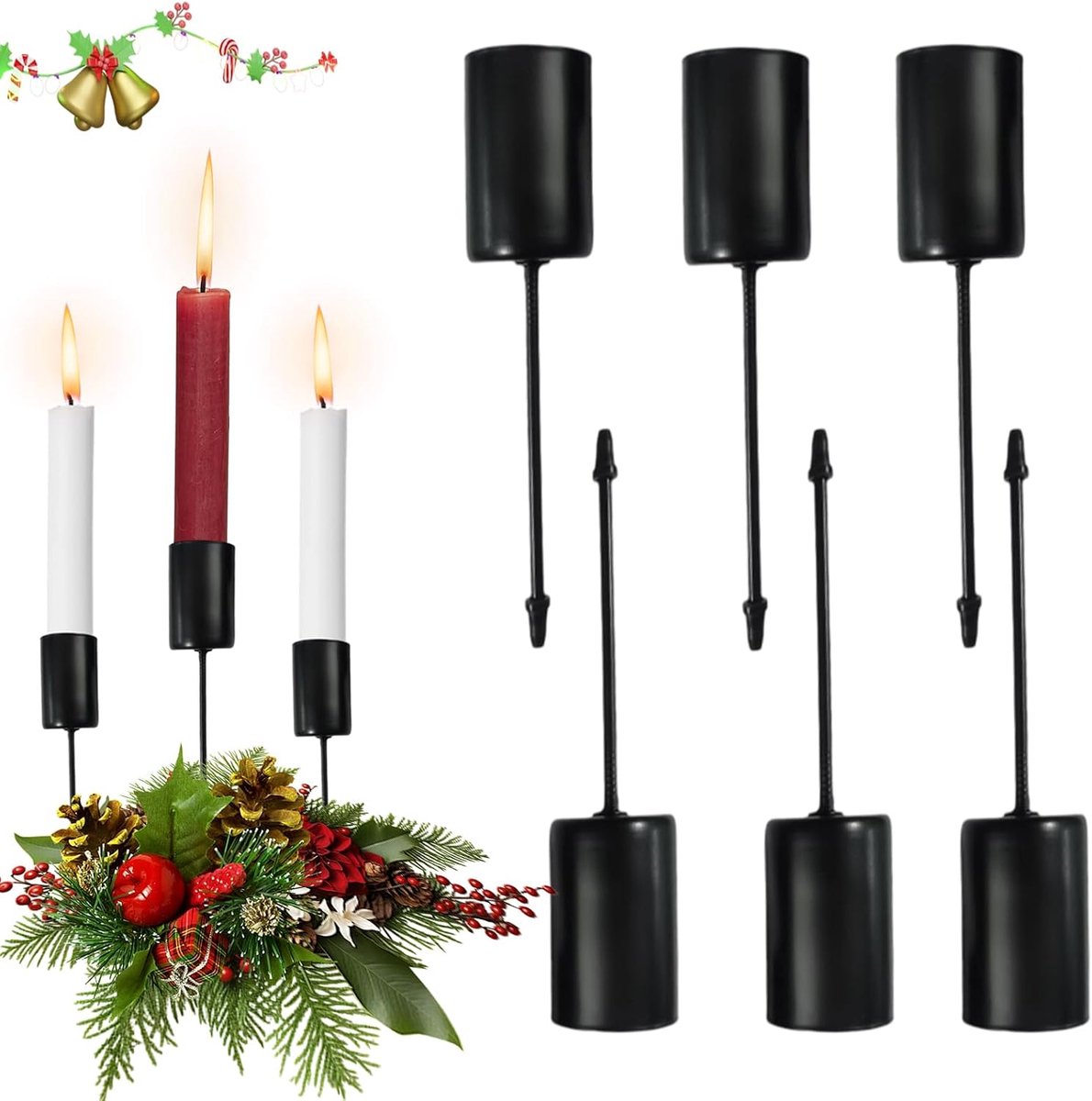 Kandelaar, retro staafkaarsenhouder, kaarsenhouder voor staafkaarsen, als decoratie voor Kerstmis en woning, seizoensgebonden en Scandinavische decoratie, geschikt om te knutselen