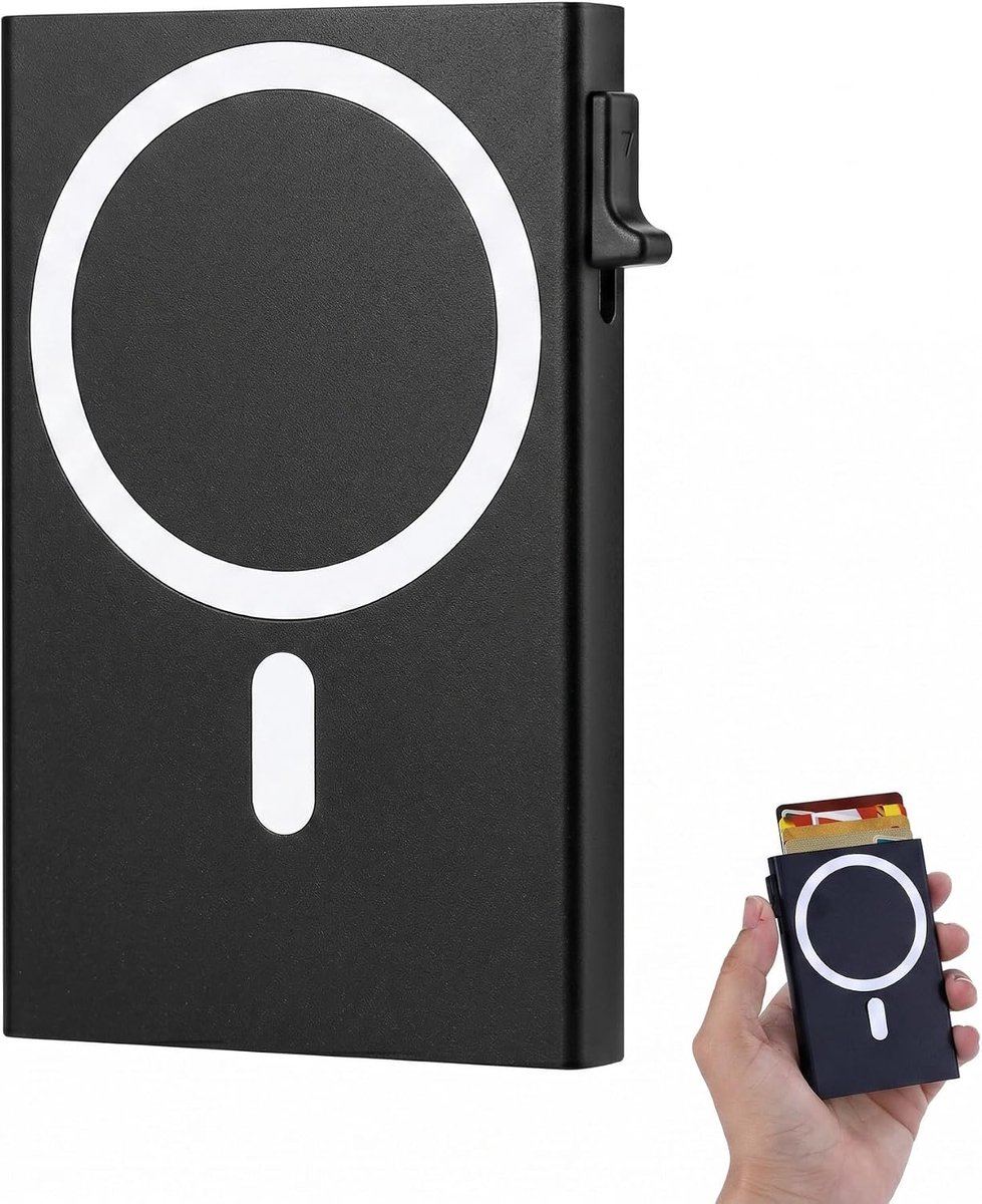 Kaarthouder voor heren met magneet, slim wallet met RFID-bescherming, smart wallet pop-up creditcardhouder, mini-portemonnee voor kaarten, herenportemonnee, kaarthouder