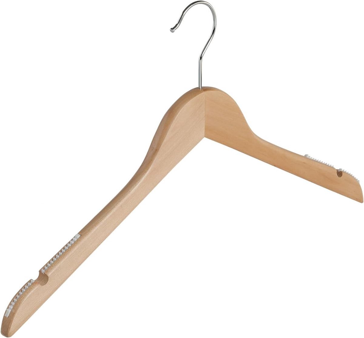 Kleerhanger, Blousehanger, set van 20 Stuks, Lotushout, Naturel, Gelakt, Anti-slip op schouders, Rokinkepingen, Blouse, Shirt, Overhemd, Jas, 360° Draaibare Haak, 44 cm (7118BA/20)