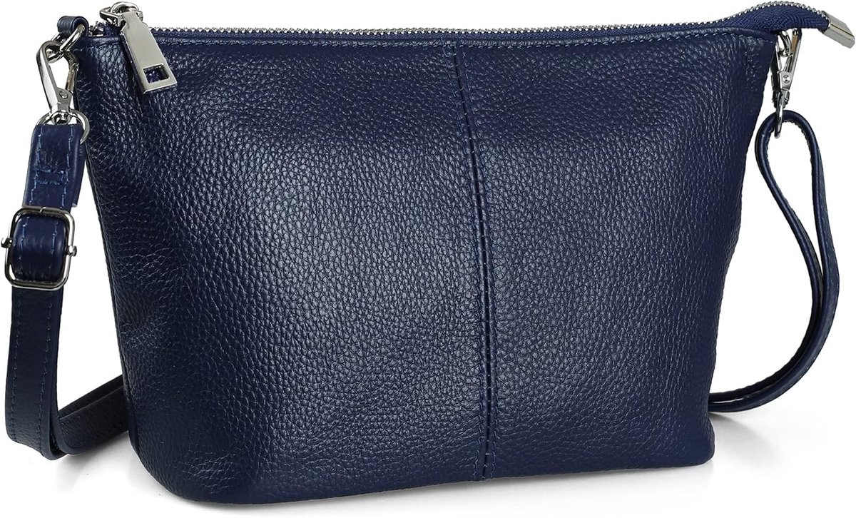 Befen Leren handtas voor dames, telefoontas, gevoerde handtas van lamsleer met polsband en schouderriem