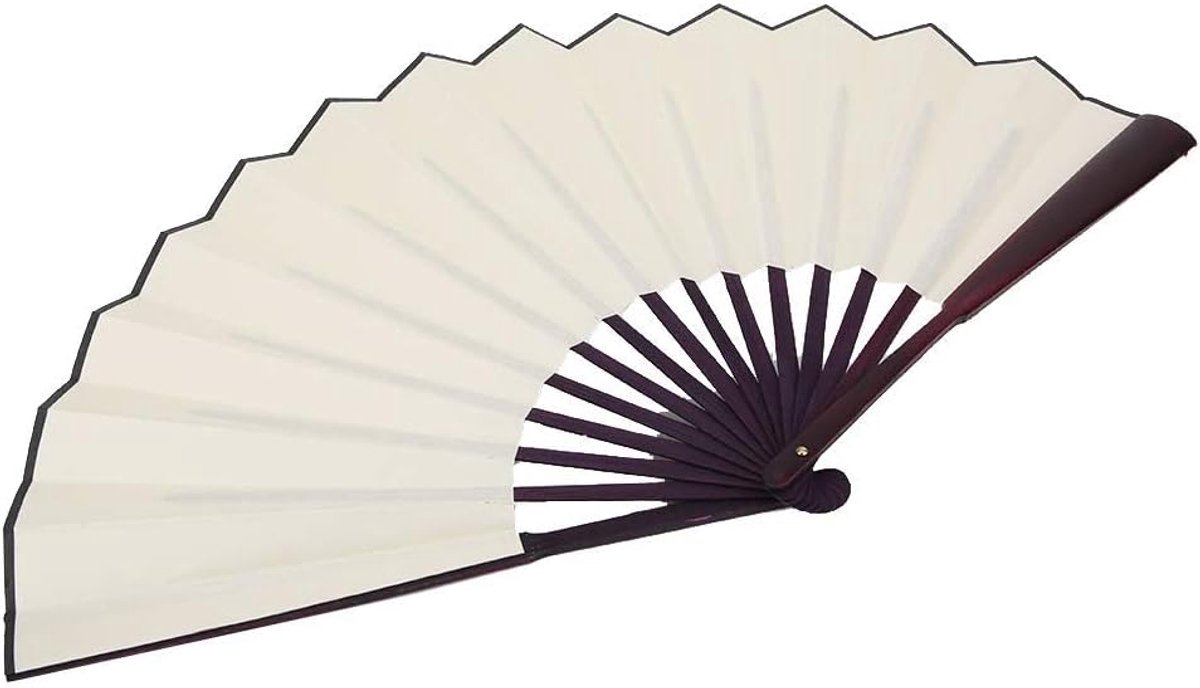 Opvouwbare ventilator, 33 cm bamboe ribben handventilatoren voor huwelijkscadeau thuiskantoor decor dans verjaardagsfeestje gunsten (wit)