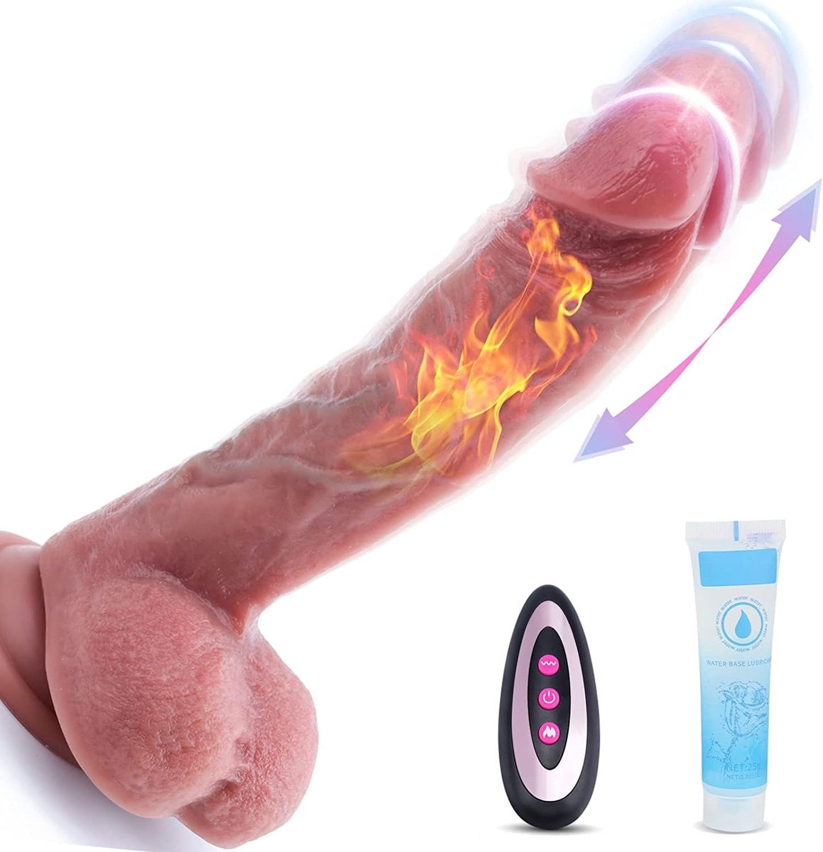Realistische Dildo Vibrator Seksspeeltje voor Vrouwen, Vloeibaar Vibrerend Silicone Verwarmende Dildo Stimulator met Afstandsbediening, 10 Telescopische & Vibratie Modi G-spot Clitorale Anale