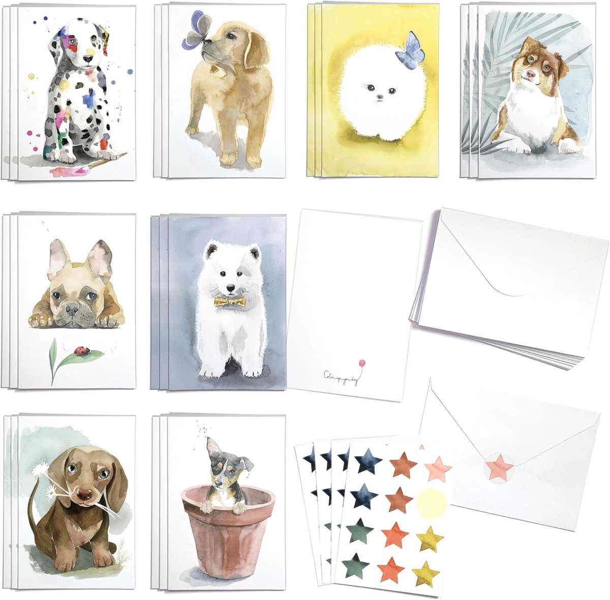 Wenskaarten Doos van 24 kaarten met enveloppen en Seal Stickers. Alle gelegenheden Blank Dank u kaarten, Waardering, Verjaardag, Sympathie