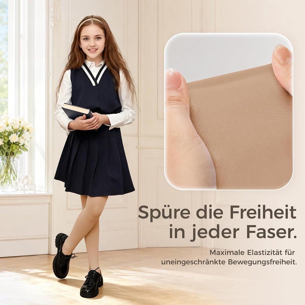 Set van 4 balletpanty voor meisjes, 40 DEN, ademende balletpanty voor meisjes, elastische kinderpanty voor school, dans, dagelijks gebruik