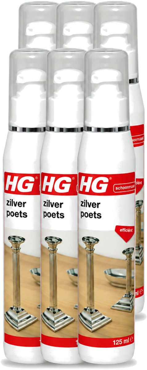 6 x HG - Zilverpoets Gel - Efficiënt - Optimale Glans & Krast Niet - 125 ml - Voordeelverpakking - 6 stuks