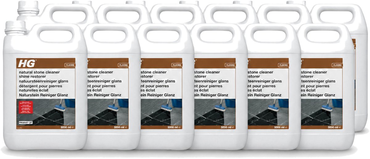 12 x HG - Natuursteenreiniger Glans - 40 Dweilbeurten - 5L - Voordeelverpakking - 12 stuks