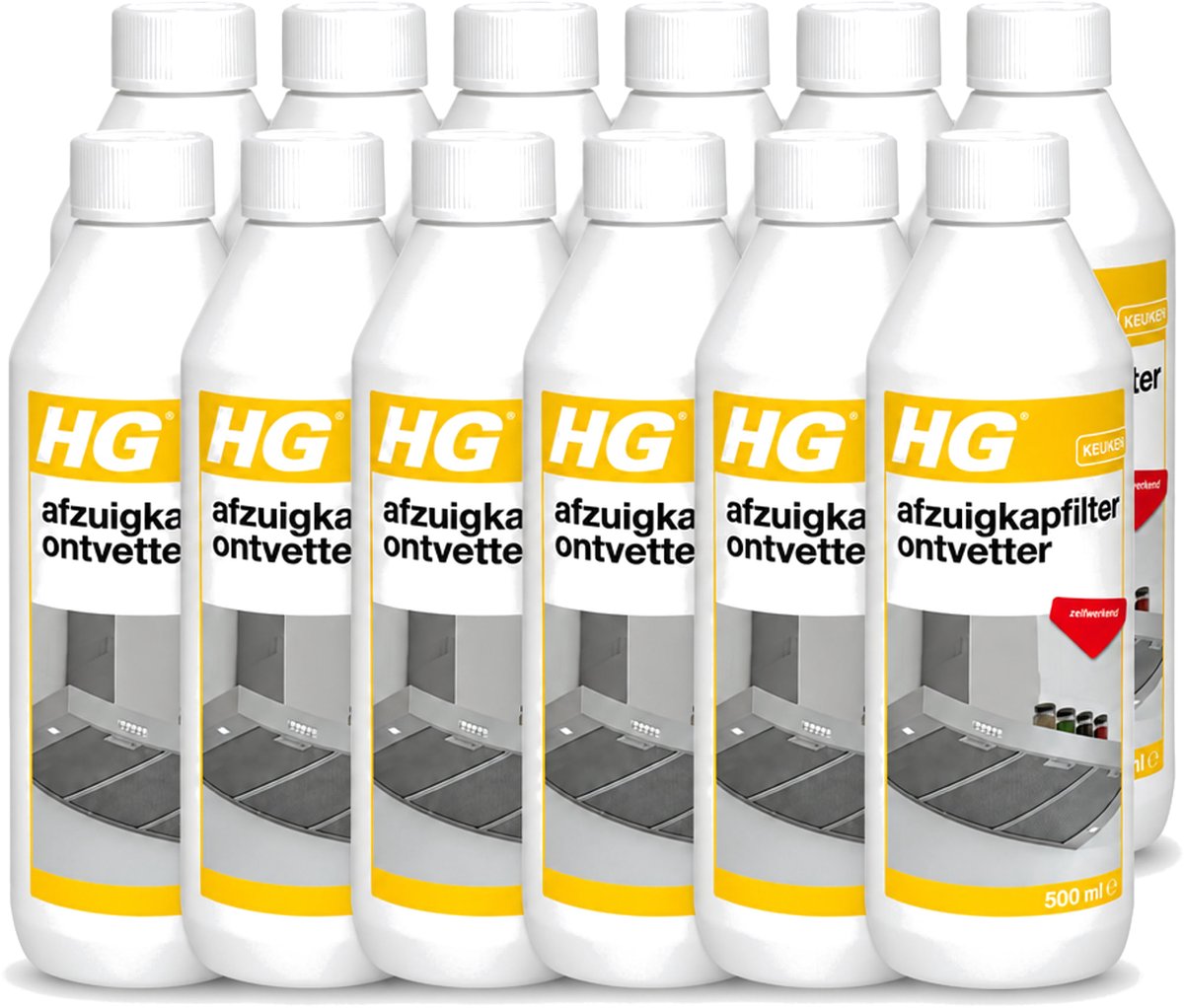 12 x HG - Afzuigkapfilter Ontvetter - Zelfwerkend - 500 ml - Voordeelverpakking - 12 stuks