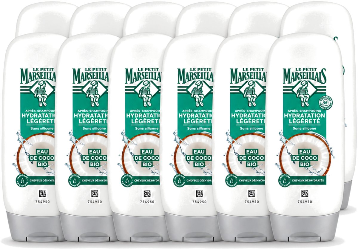 12 x Le Petit Marseillais – Conditioner – Eau de Coco Bio – 250 ml - Voordeelverpakking - 12 stuks