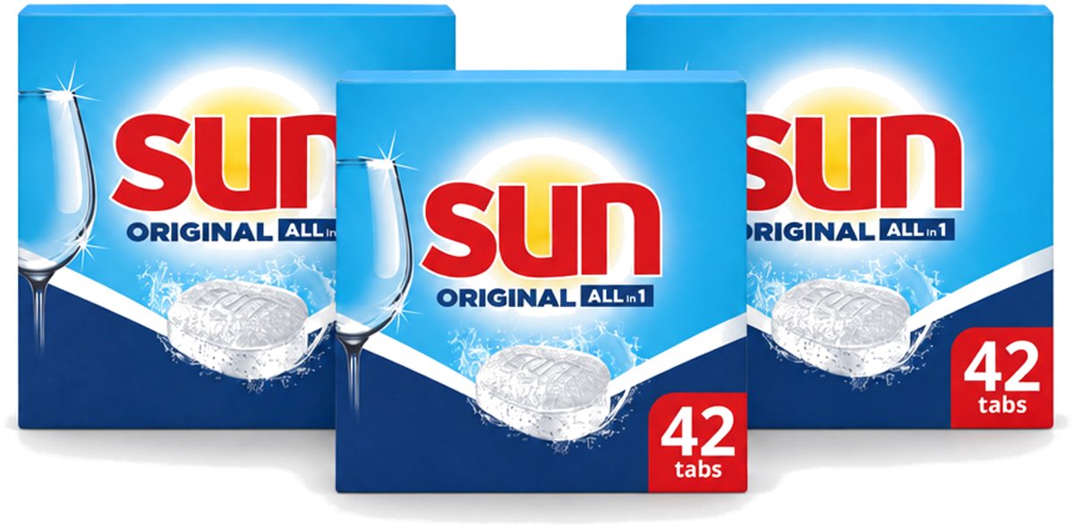 3 x Sun – Vaatwastabletten – Original – 42 tabletten - Voordeelverpakking - 3 stuks