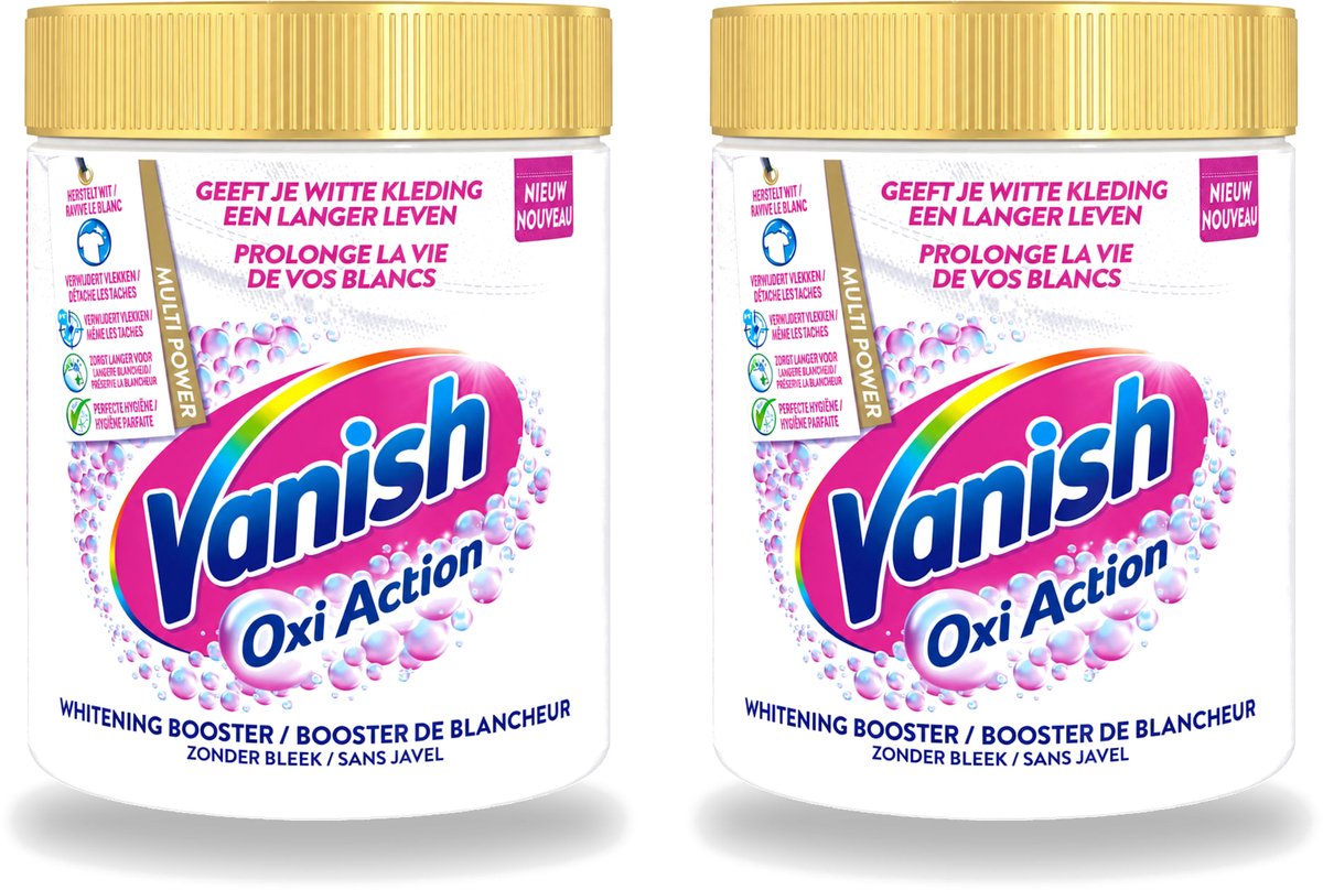 2 x Vanish Oxi Action - Vlekkenverwijderaar Poeder - Zonder Bleek - Witte Was - 550 Gram - Voordeelverpakking - 2 stuks